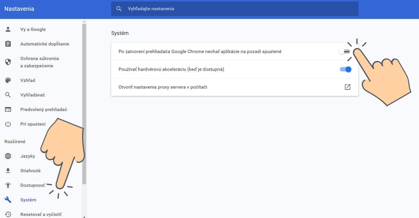 Google Chrome_vypnutie aplikacii na pozadi potom ako je vypnuty prehliadac