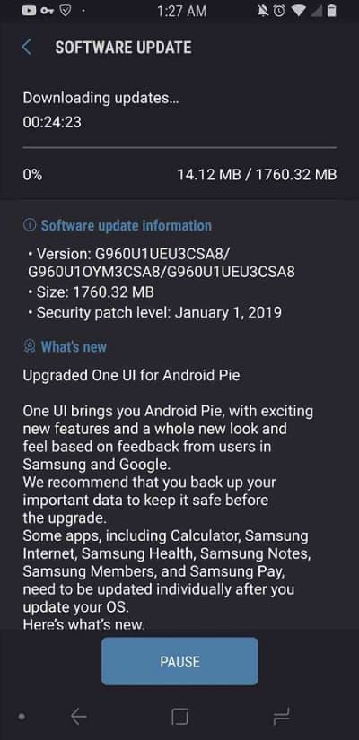 Samsung Galaxy 9 aktualizacia Android Pie