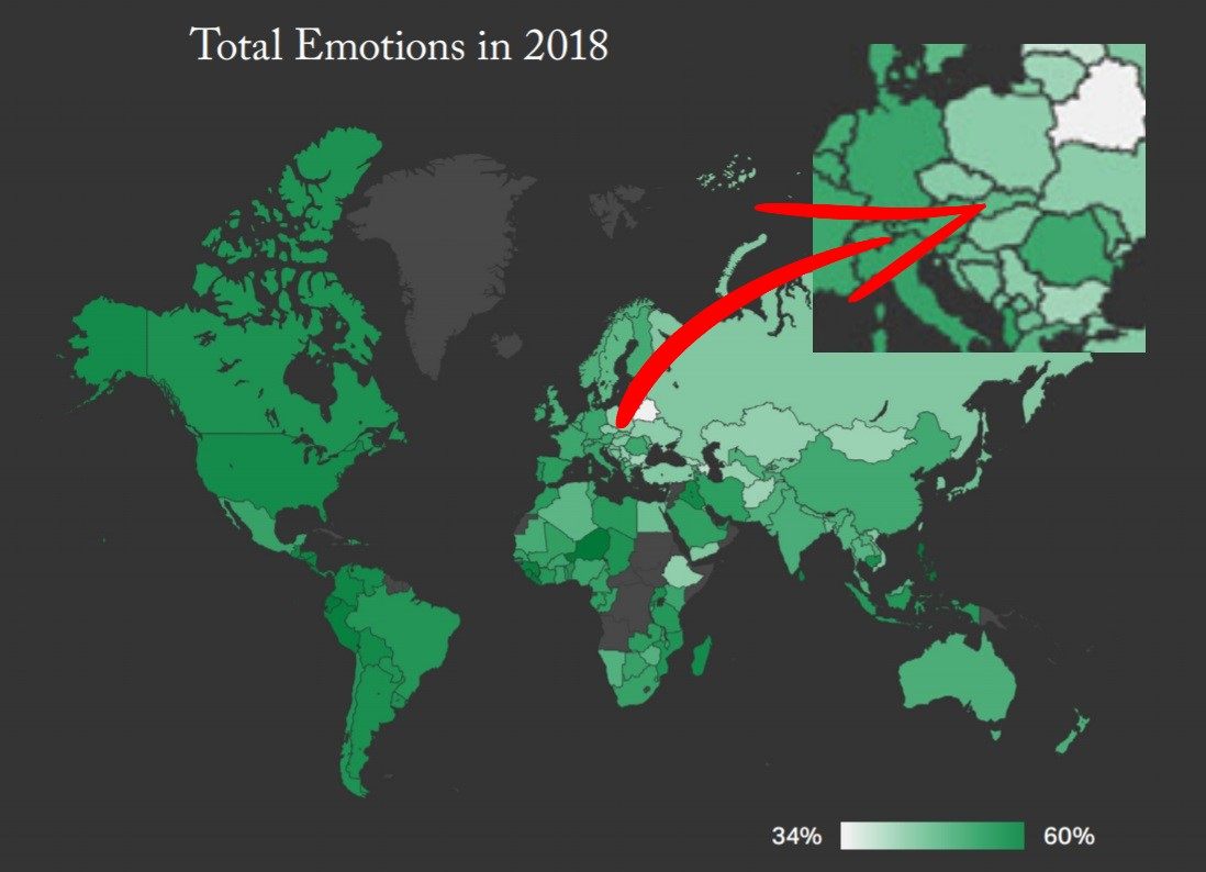 Emocionalna mapa sveta 2018 ako su ludia stastni
