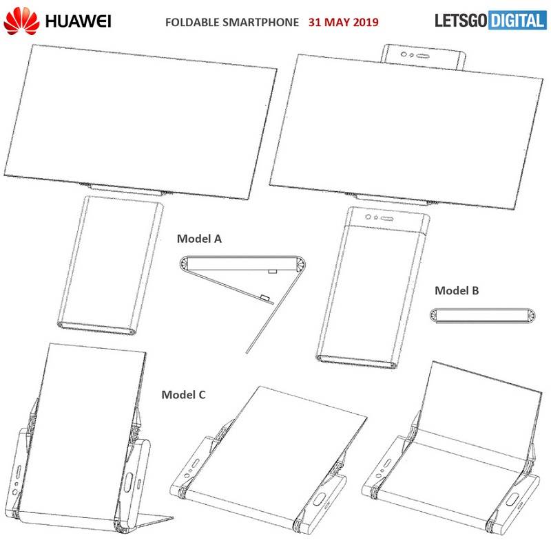 Huawei skladatelny smartfon s 3 displejmi patent