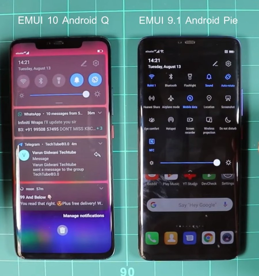 EMUI 10 vs EMUI 9.1 Tmavý režim