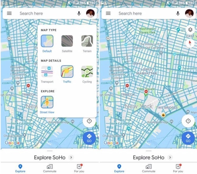 Google Street View vrstva pre Android