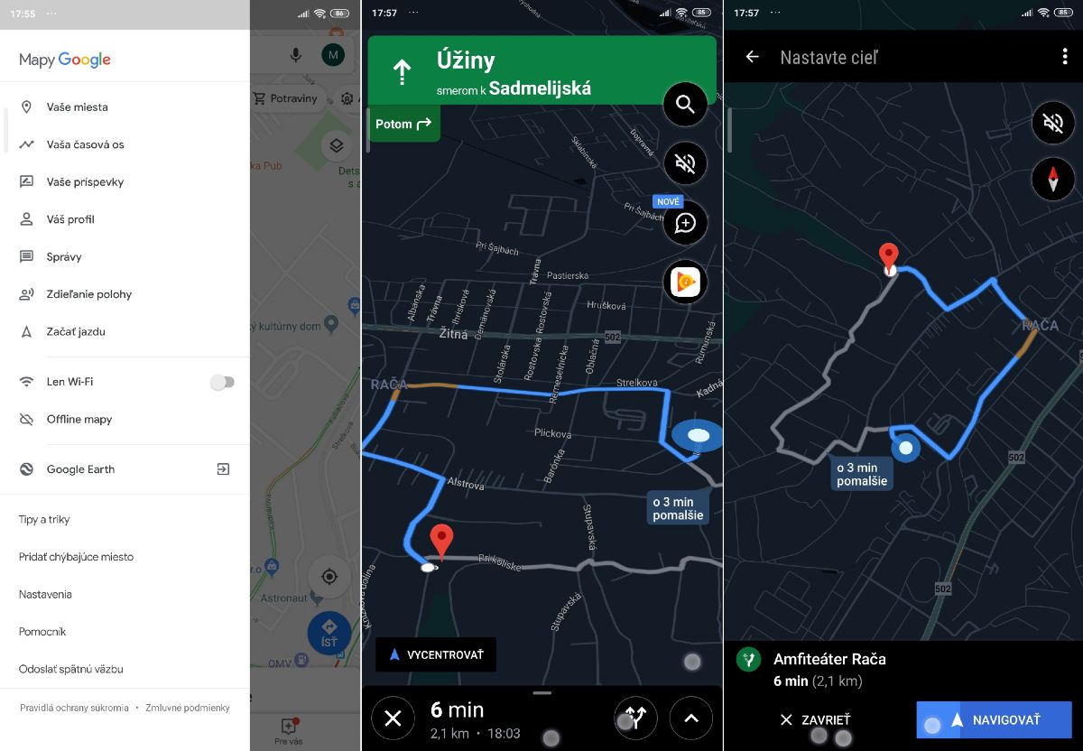 skryte funkcie v navigacii google mapy_rezim jazdy