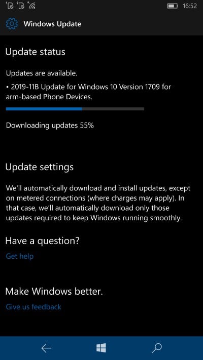 Windows 10 Mobile posledna aktualizacia