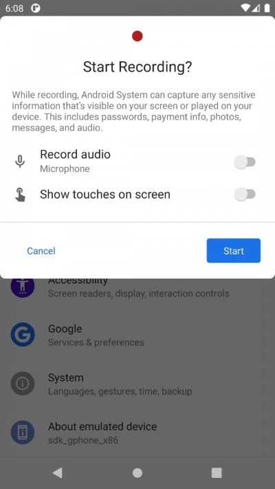 Android 11_nativne hravanie obrazovky so zvukom_vyvojarska verzia