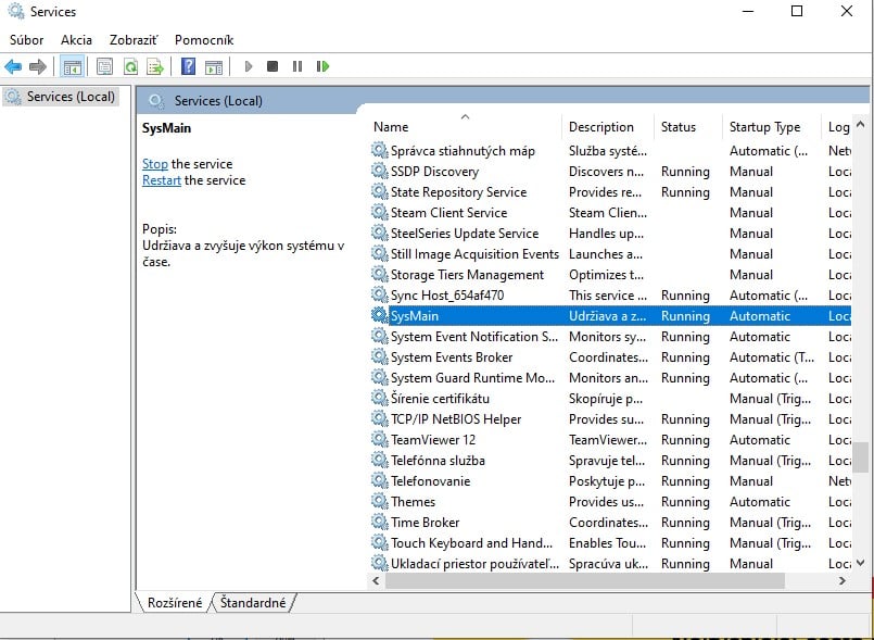 windows 10 vytazenie disku services 2