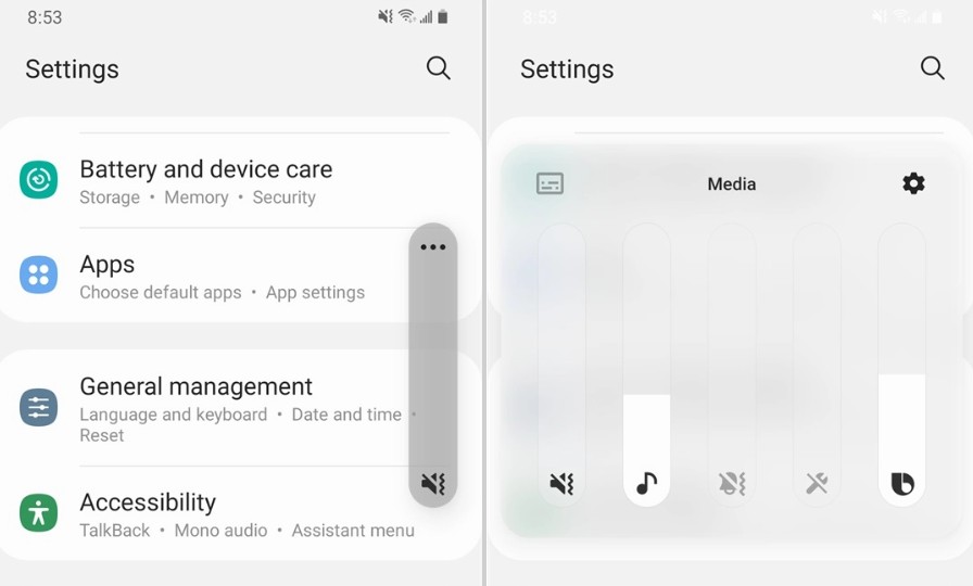 One UI 3.0_Android 11_ovladanie hlasitosti