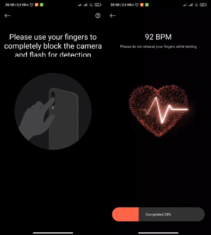 Xiaomi Mi Health_meranie tepu srdca