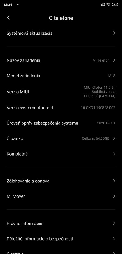 Xiaomi_nastavenia telefonu_verzia Androidu a MIUI