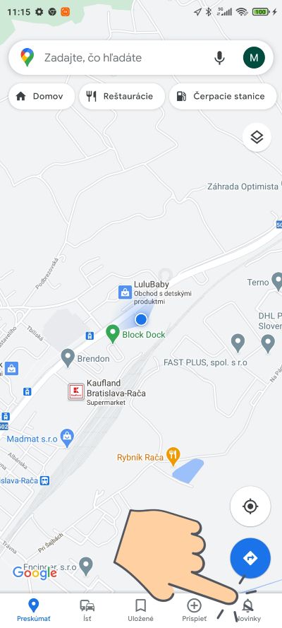Google Mapy_Nastenka s novinkami