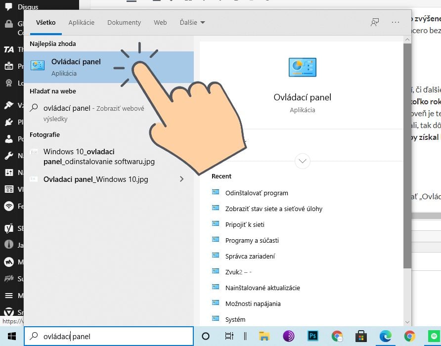 Windows 10_ovladaci panel