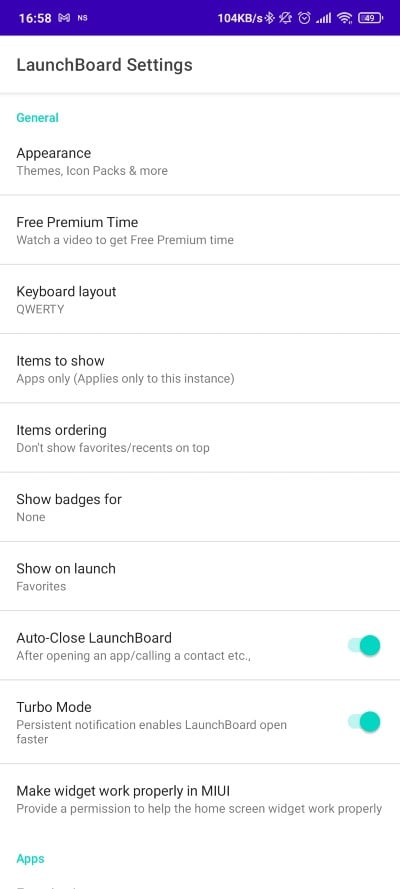 LaunchBoard app drawer_nastavenia