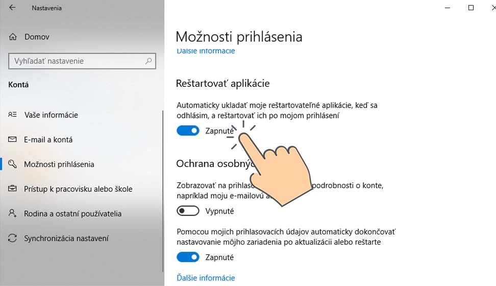 Windows 10_ako zapnut automaticky aplikacie s ktorymi ste pracoval po restarte zariadenia_3