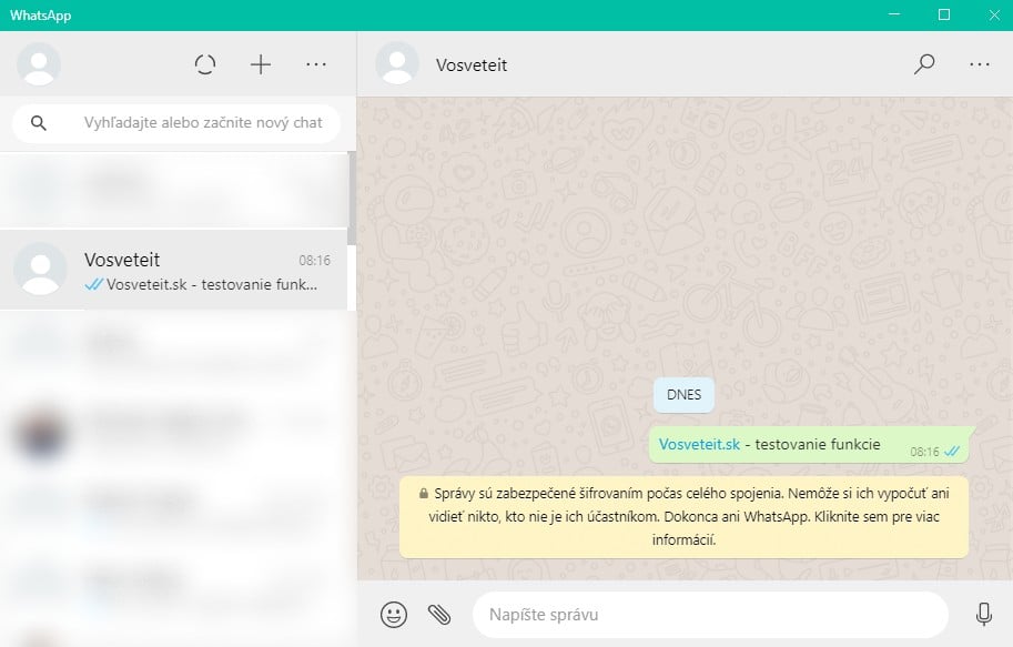 WhatsApp_vytvorenie chatu sam so sebou