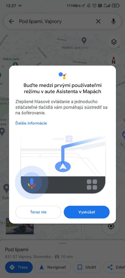 Google asistent integracia do google map