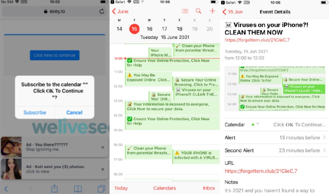 malver adver spam kalendara iOS