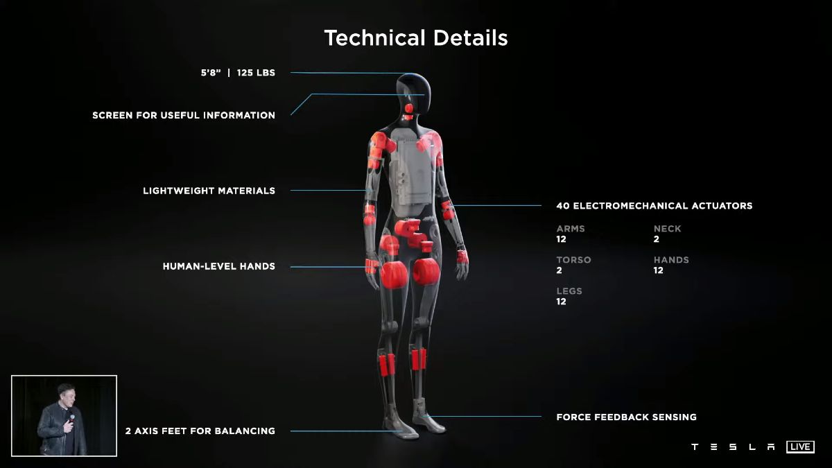 Tesla Bot_technicke detaily