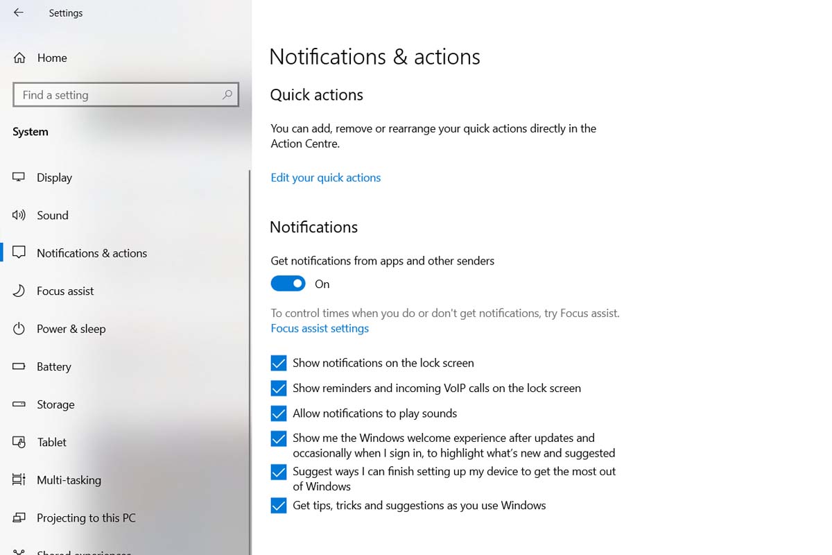 Windows 10 notifikačné centrum nastavenia