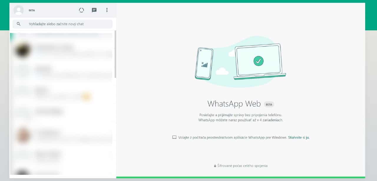 WhatsApp web_v prehliadaci