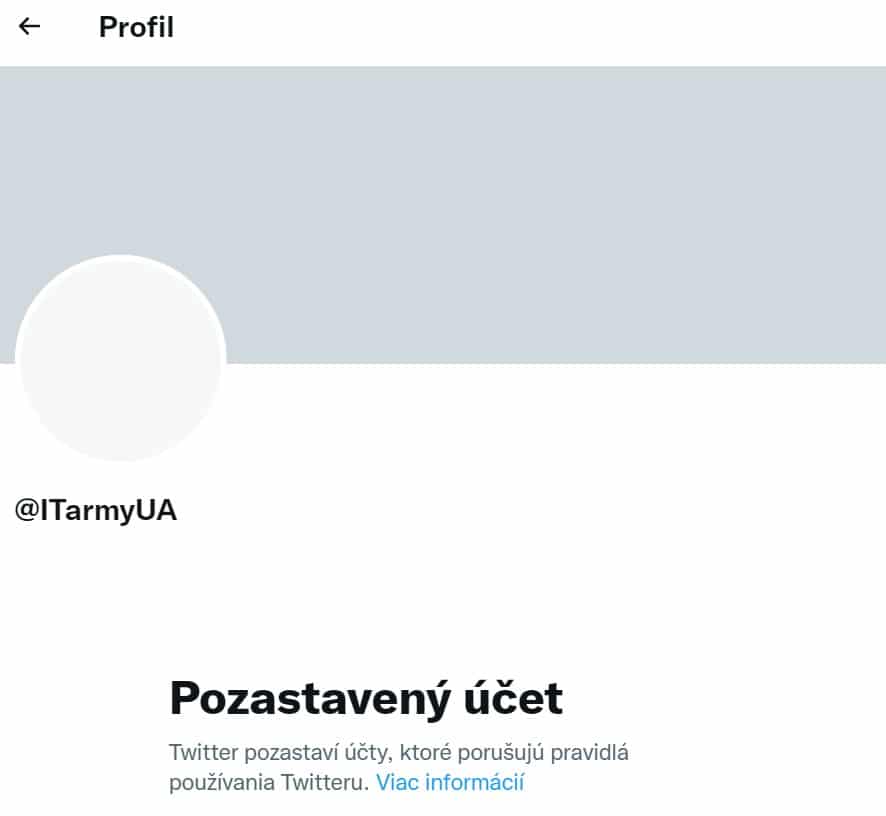 Twitter zablokoval ITarmyUA